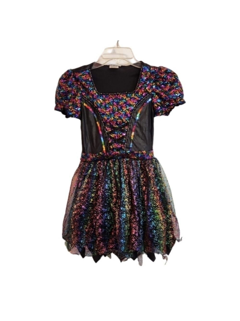 Spirit Kids Sequin Witch Costume Medium Black Pink Blue